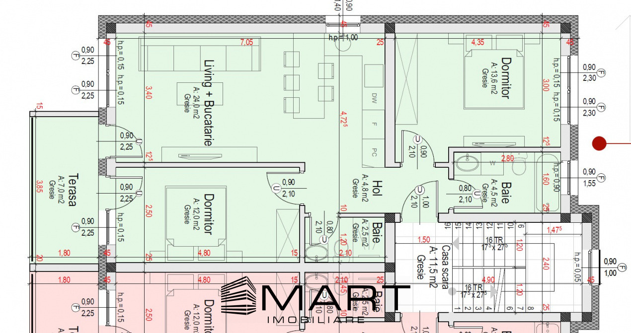Apartament 3 camere 62mp plus curte 50mp cartier Davinci Cristian