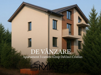 Apartament 3 camere 62mp plus curte 50mp cartier Davinci Cristian