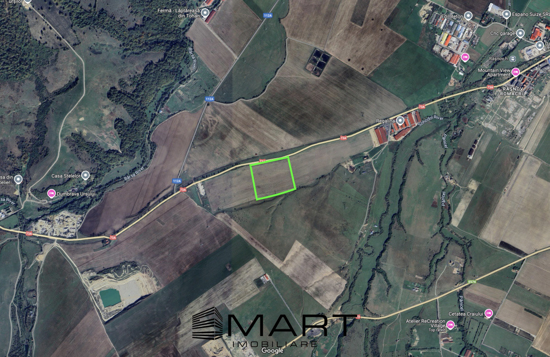 Teren 4,7ha, deschidere 200ml, Rasnov la DN73