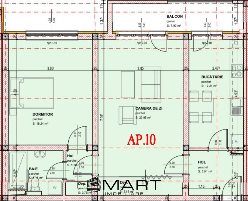 Apartament 3 camere bloc nou zona O. Goga, Selimbar, 80mp