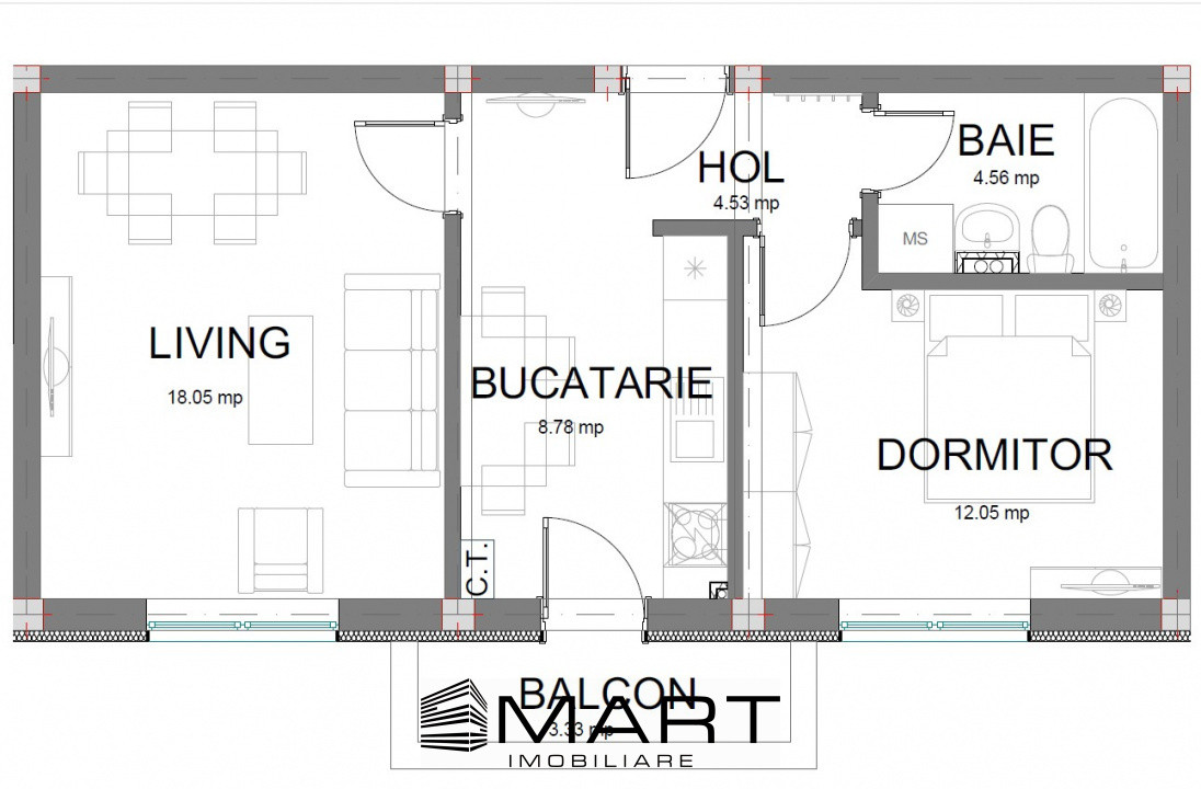Apartament 2 camere decomandat 48mp Doamna stanca