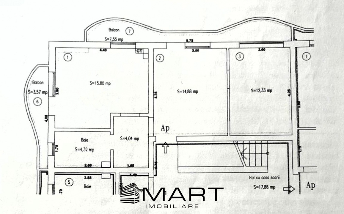 Apartament 3 camere 51mp zona complex Luptei