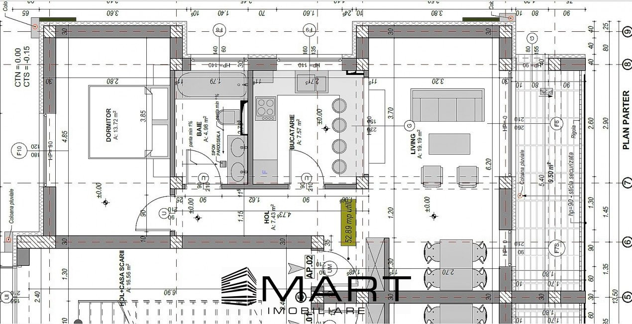 Apartament 2 camere decomandat 53 mp cartier DaVinci