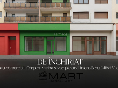 NOU! Spatiu comercial 110mp cu vitrina la strada Mihai Viteazul