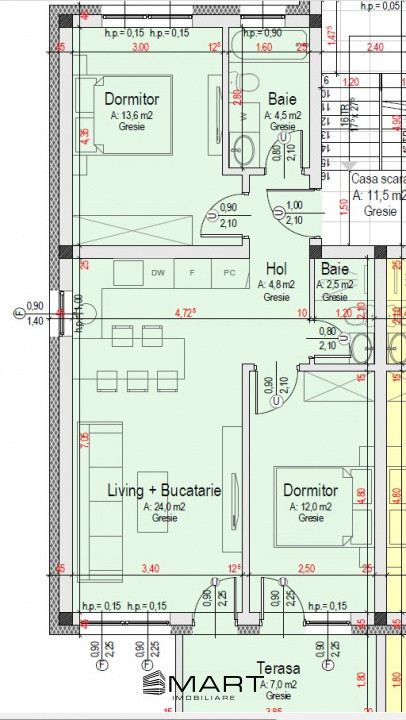 Apartament 3 camere 62mp cartier Davinci Cristian