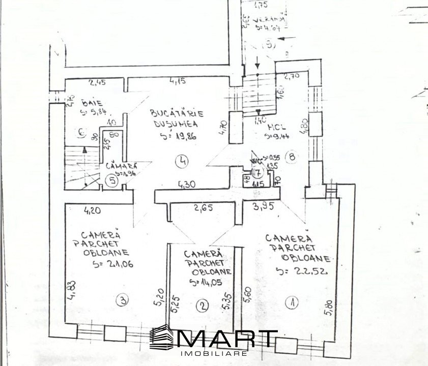 Apartament la casa 3 camere zona Orasul de Jos