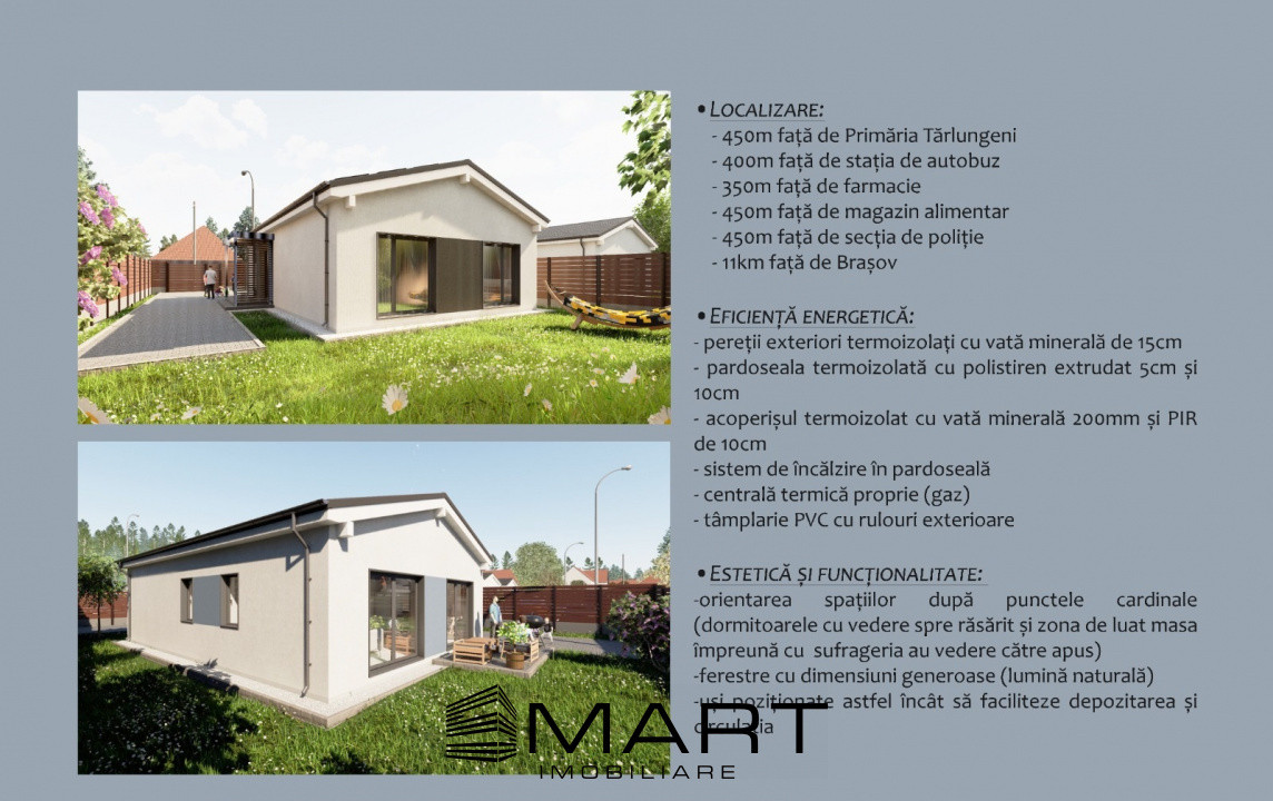 Casă modernă, parter, la cheie – în inima Tărlungenilor • Teren 511 mp