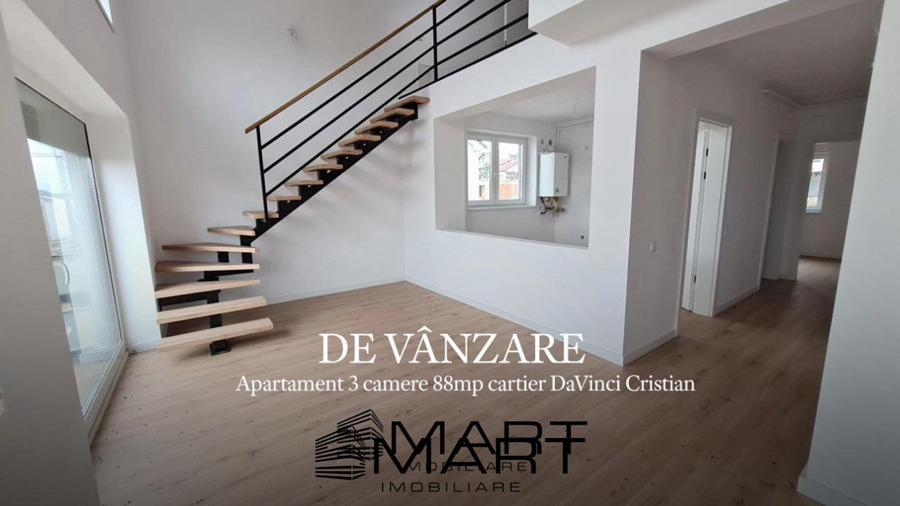 Apartament 3 camere 88mp etaj 2 cartier DaVinci
