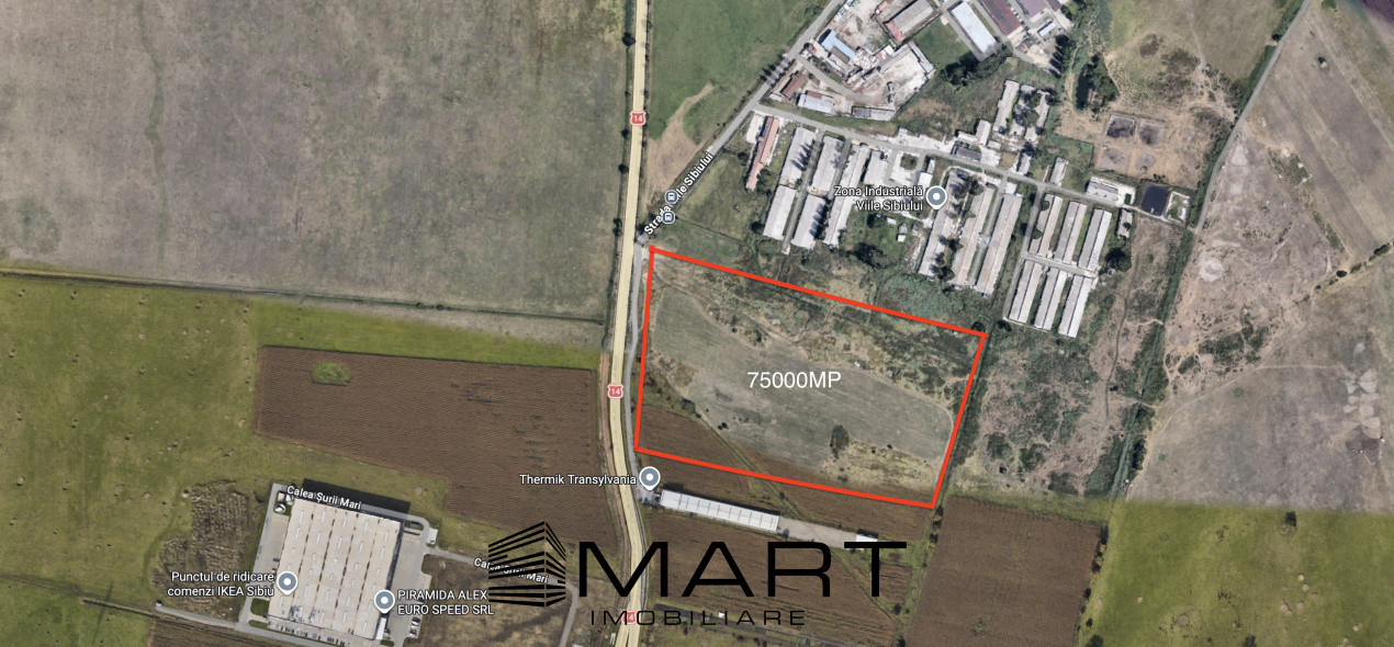 Teren intravilan 75000mp cu PUZ zona Viile Sibiului DN14